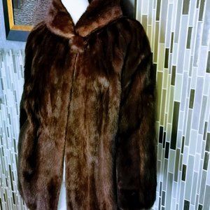 SAGA VINTAGE J.P.Allen Atlanta Fur Brown Real Mink Fur Jacket SZ L open front